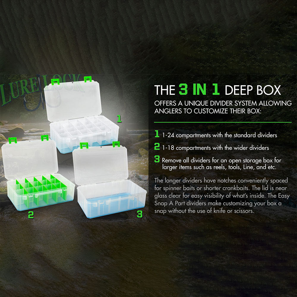 Lure Lock 3 In 1 Large Deep Box TakLogic Ocean Blue Tacklebox
