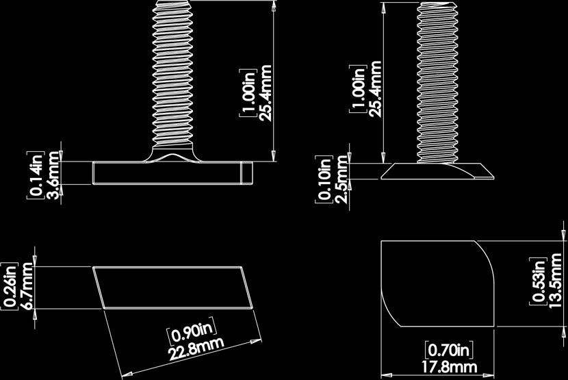 Track Bolts / Brackets Maße